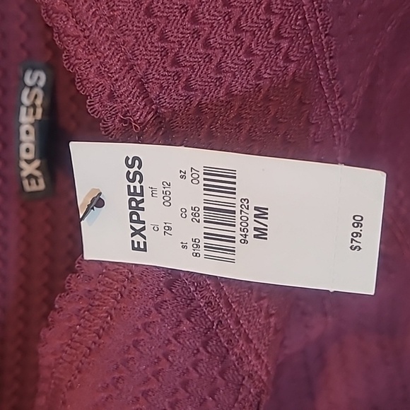 Express Strapless Sweetheart Pleated Skater Dress Maroon Wine NWT Size M - Picture 7 of 17